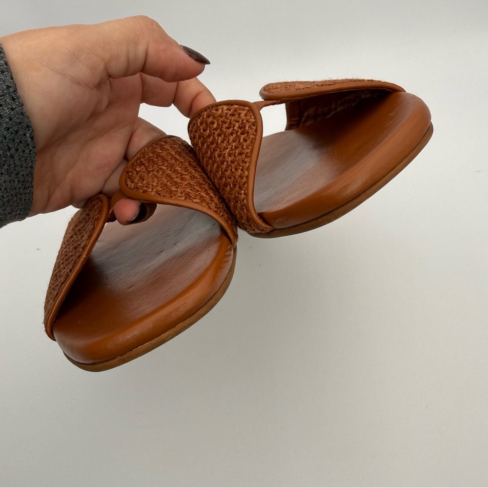 KAANAS Serene Brandy Sandal Woven Leather Brown Square Toe 9 Minimalist Neutral - Picture 15 of 15